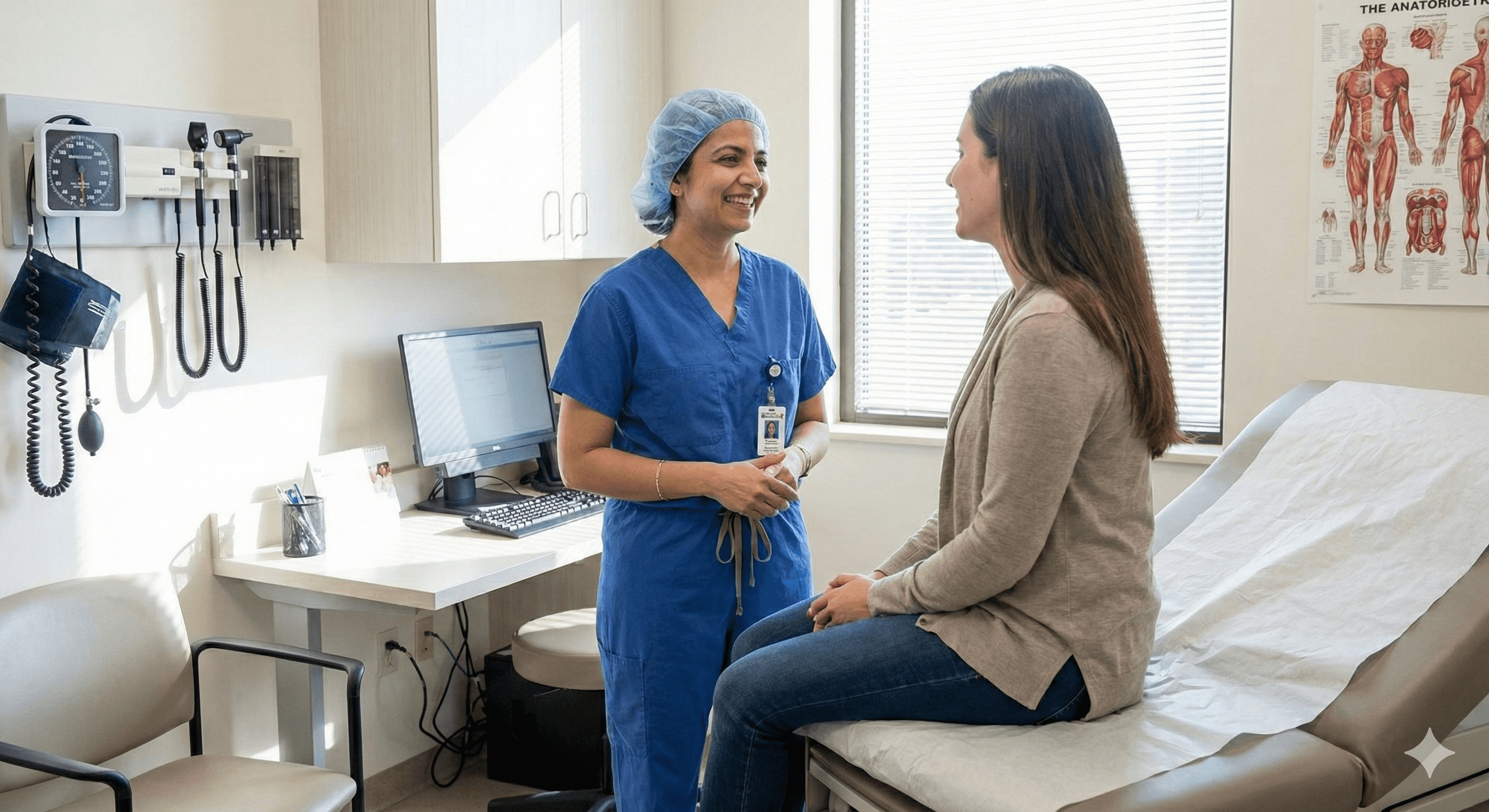 Healthcare professional consulting with patient